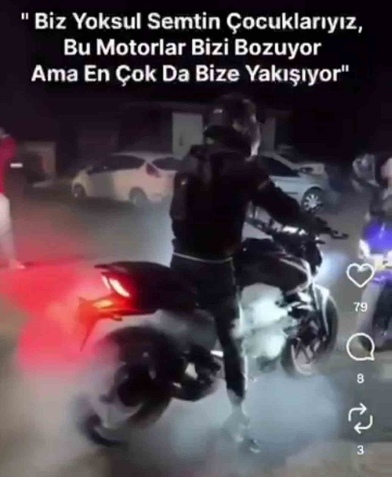 ‘Yoksul semtin çocuklarıyız’ diyerek lastik yakıp, video paylaşan motosikletliye 19 bin TL ceza
