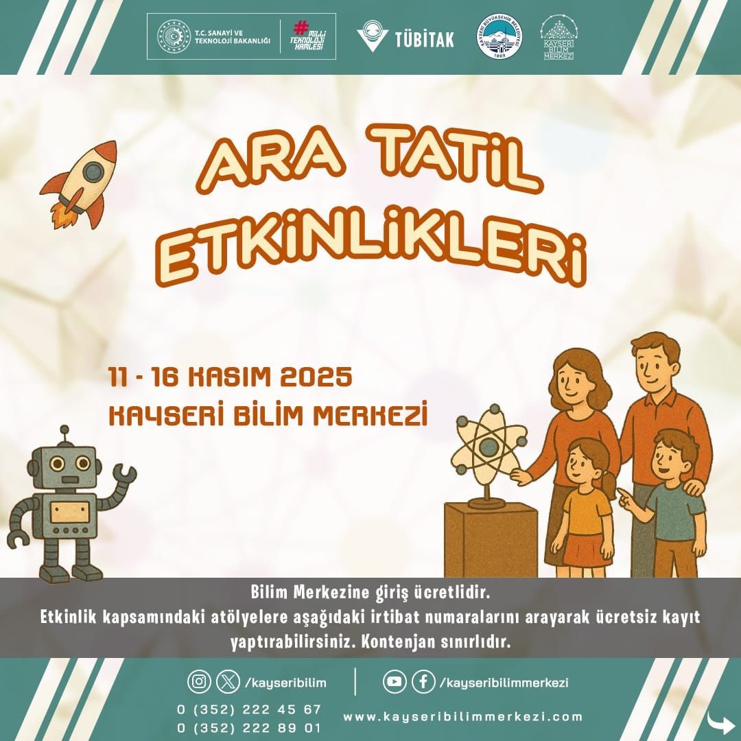 Ara tatilde öğrenciler, Bilim Merkezi’nde buluşacak