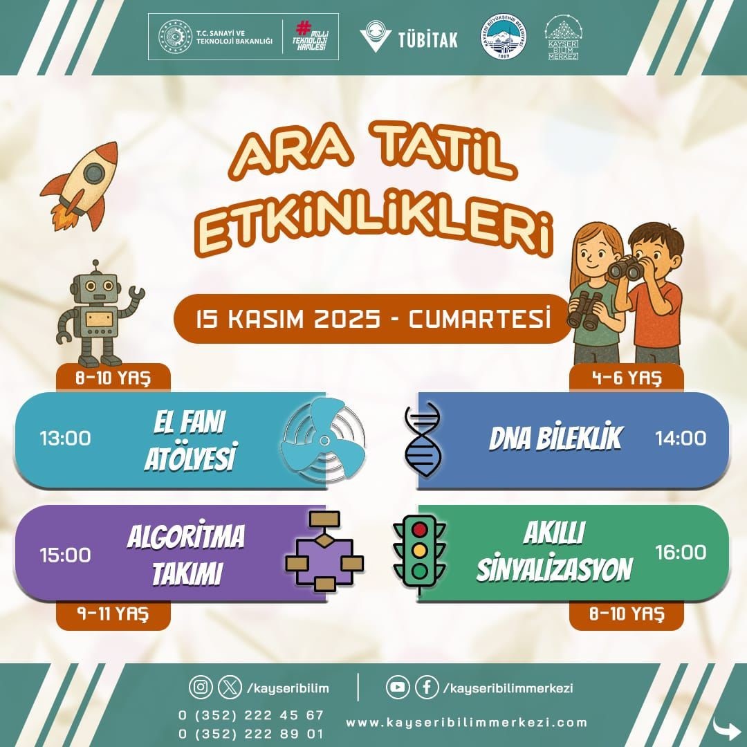 Ara tatilde öğrenciler, Bilim Merkezi’nde buluşacak