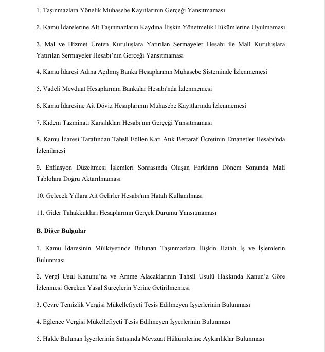 Sayıştay’ın Amasya Belediyesi raporu: Mevzuata aykırı işlemler