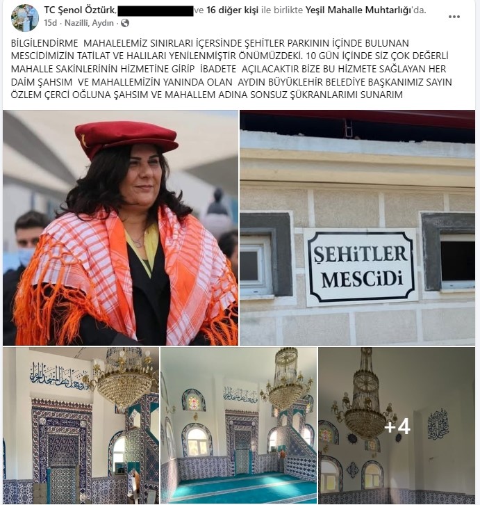 Nazilli Yeşil Mahalle Muhtarı &Ouml;zt&uuml;rk&rsquo;ten Başkan &Ccedil;er&ccedil;ioğlu&rsquo;na teşekk&uuml;r
