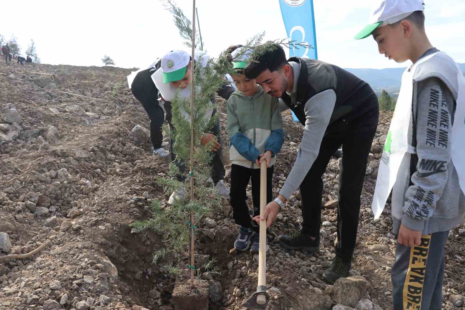 Denizli&rsquo;de yanan alanlarda binlerce fidan toprakla buluştu
