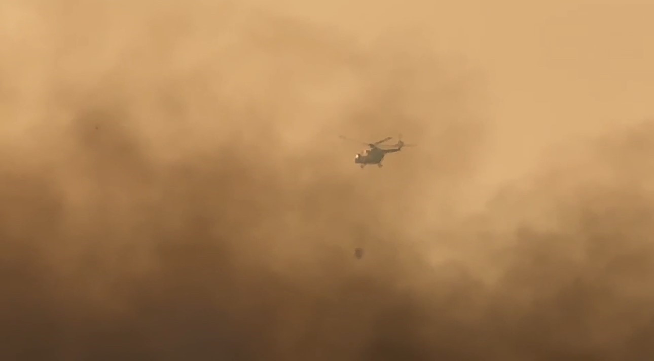 Yüksekova’nın kuş cennetindeki yangına havadan müdahale
