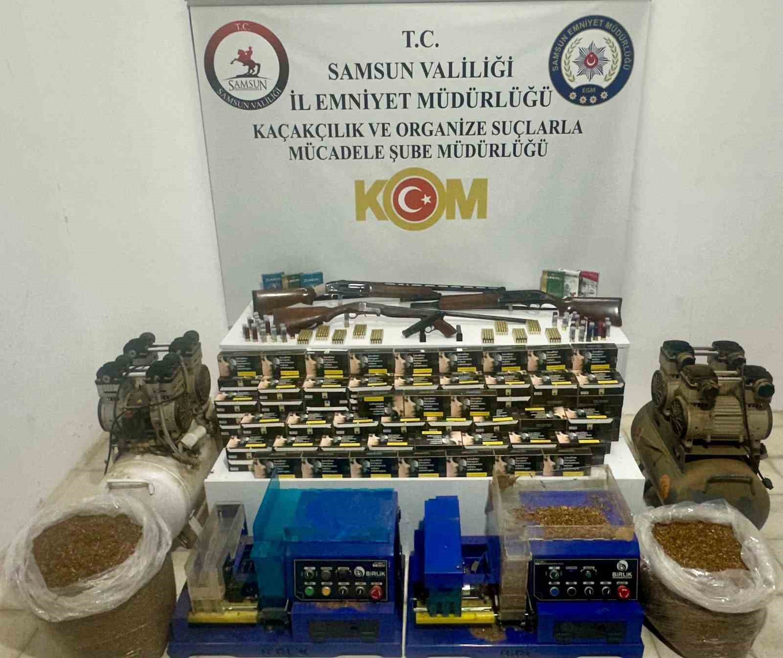 Samsun’da kaçak tütün mamülleri ve silah operasyonu: 1 gözaltı
