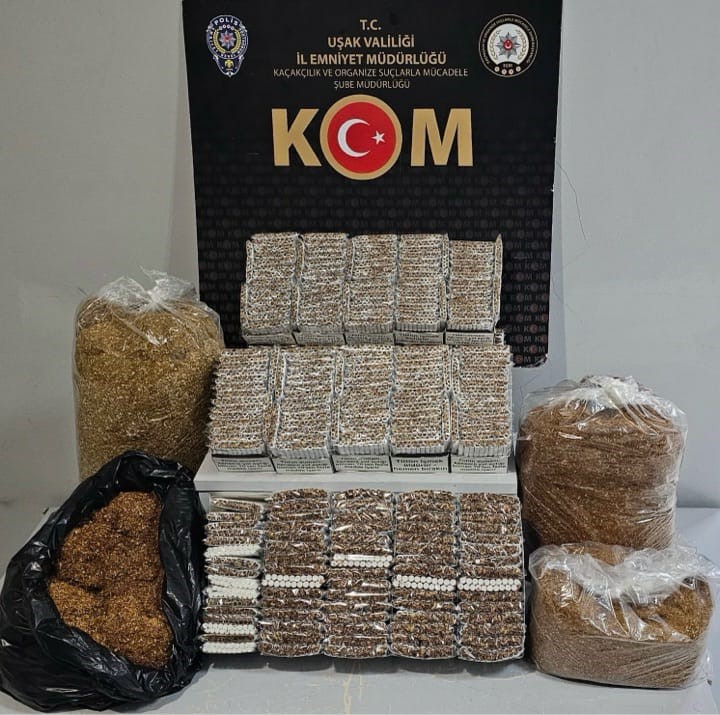 Uşak’ta kaçak tütün ve makaron operasyonu