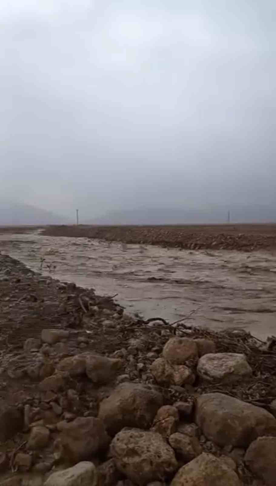 Mardin’de sağanak yağış sonucu dere taştı