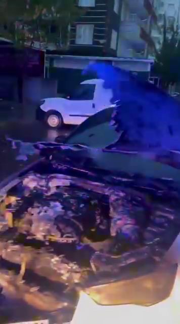 Lüks araç alevlere teslim oldu
