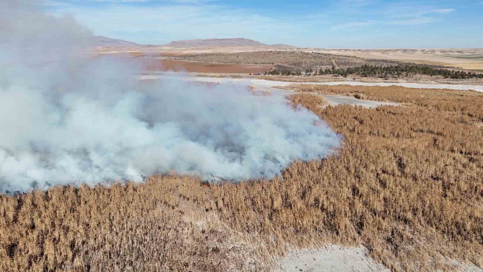 Konya’da sazlık alanda yangını
