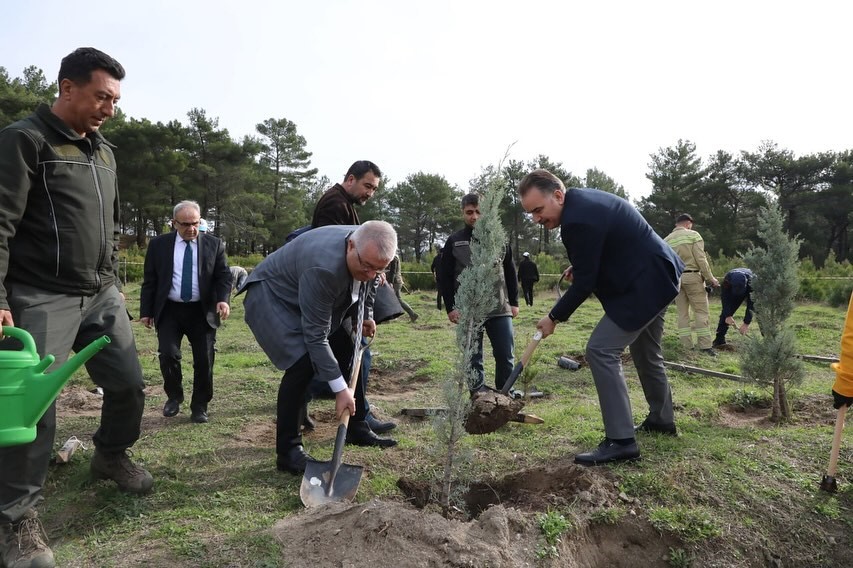 Edremit&rsquo;te fidanlar toprakla buluştu
