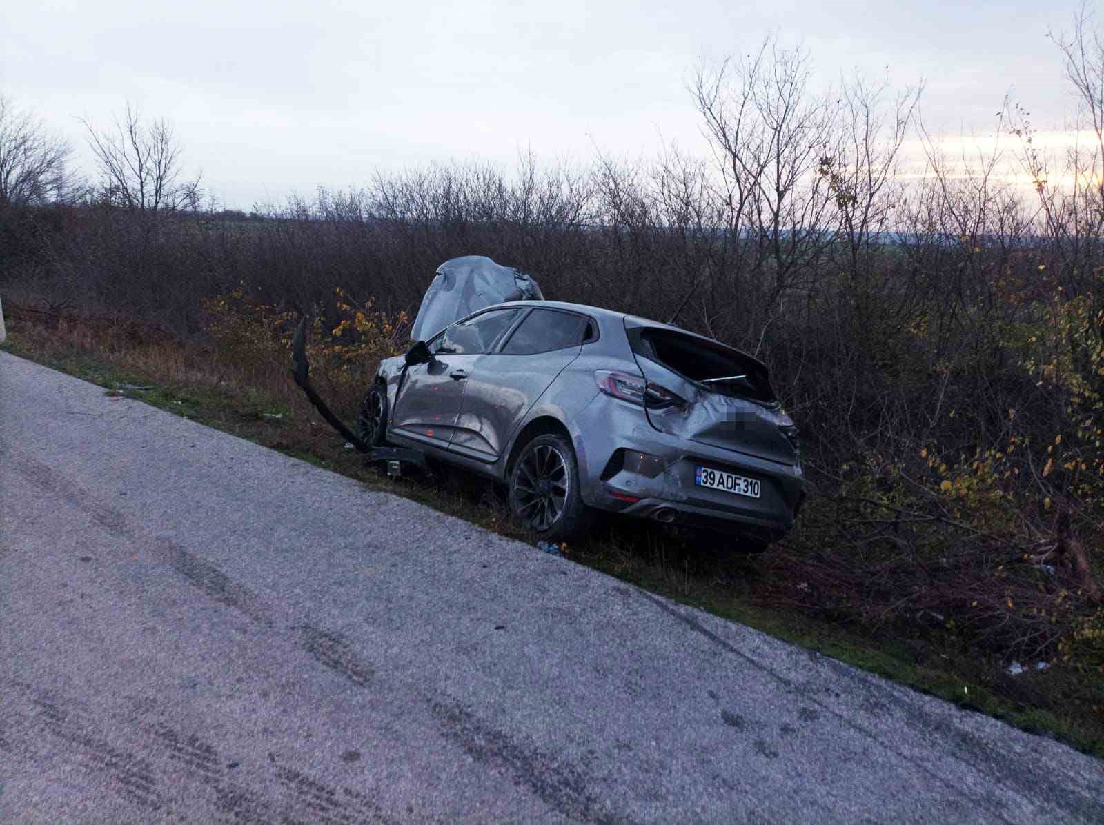 Babaeski’de beton mikseri ile otomobil çarpıştı: 1 yaralı