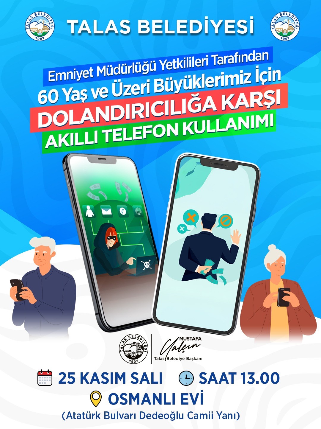 Talas Belediyesi’nden büyüklere güvenli telefon kullanımı eğitimi