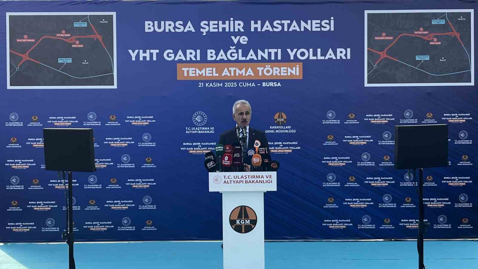 Bursa Şehir Hastanesi ve YHT Garı bağlantı yollarının temeli atıldı
