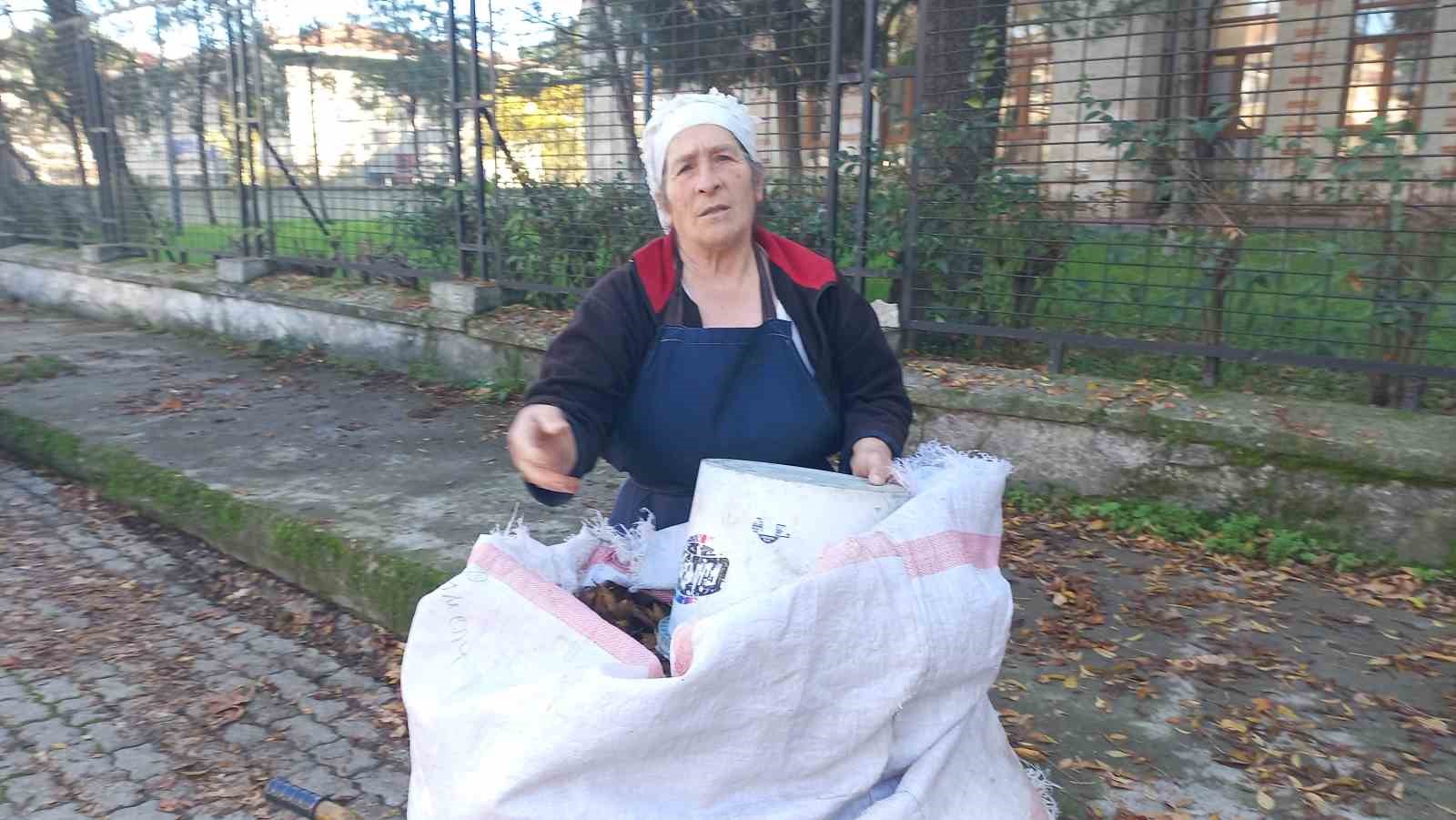 Edirne’de yaşlı kadın, 34 yıldır sonbaharda düşen yaprakları gübreye dönüştürüyor