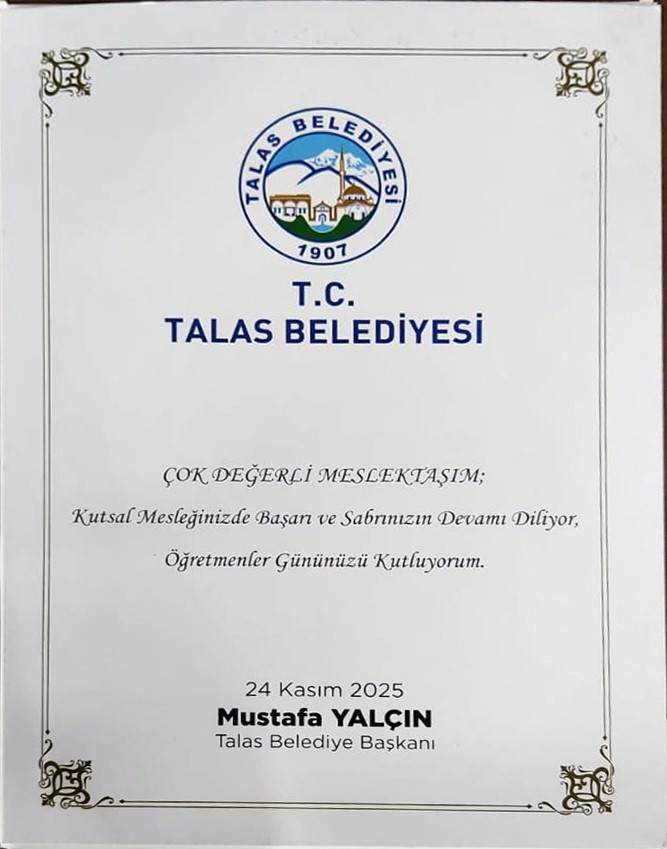 &Ouml;ğretmenler G&uuml;n&uuml;&rsquo;nde Talas&rsquo;tan anlamlı hediye
