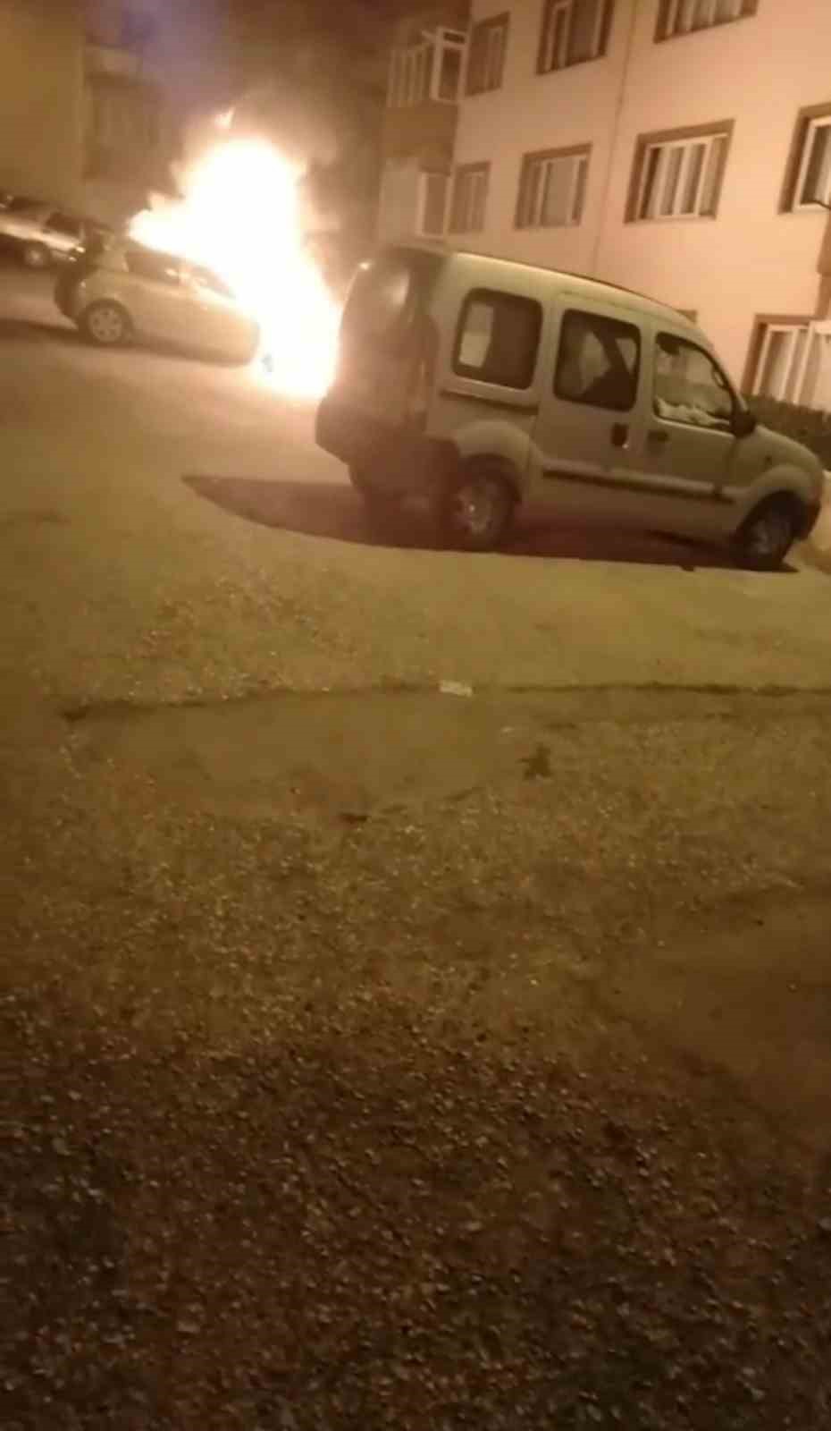 Park halindeki otomobil alevlere teslim oldu
