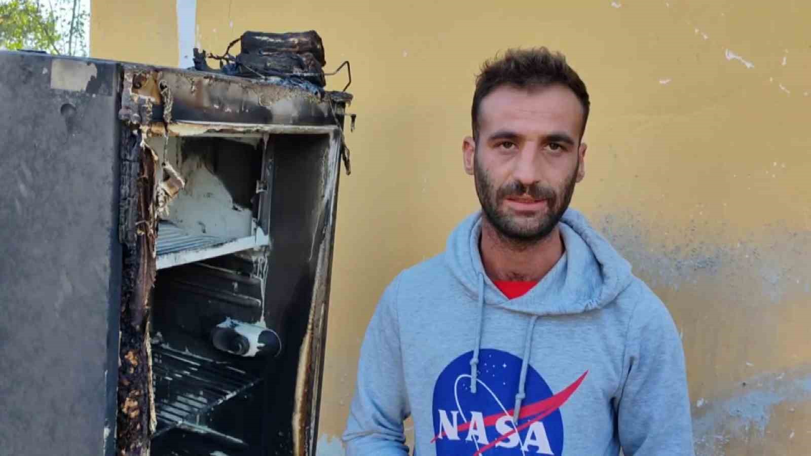 Buzdolabının kablosundan çıkan yangında anne ve oğul pencereden atlayarak canını kurtardı