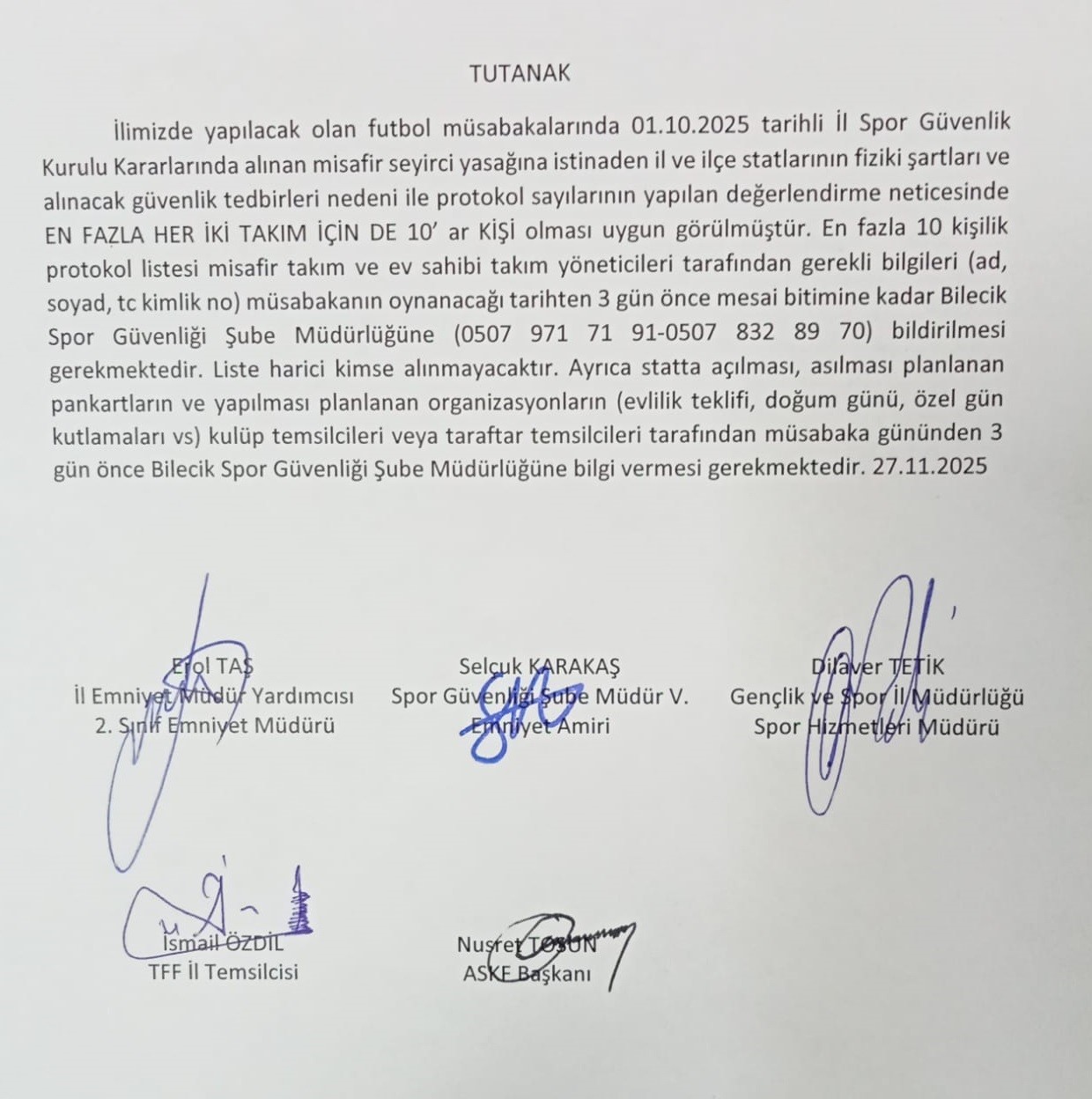 Bilecik’te alınan seyirci yasağı kararına tepki