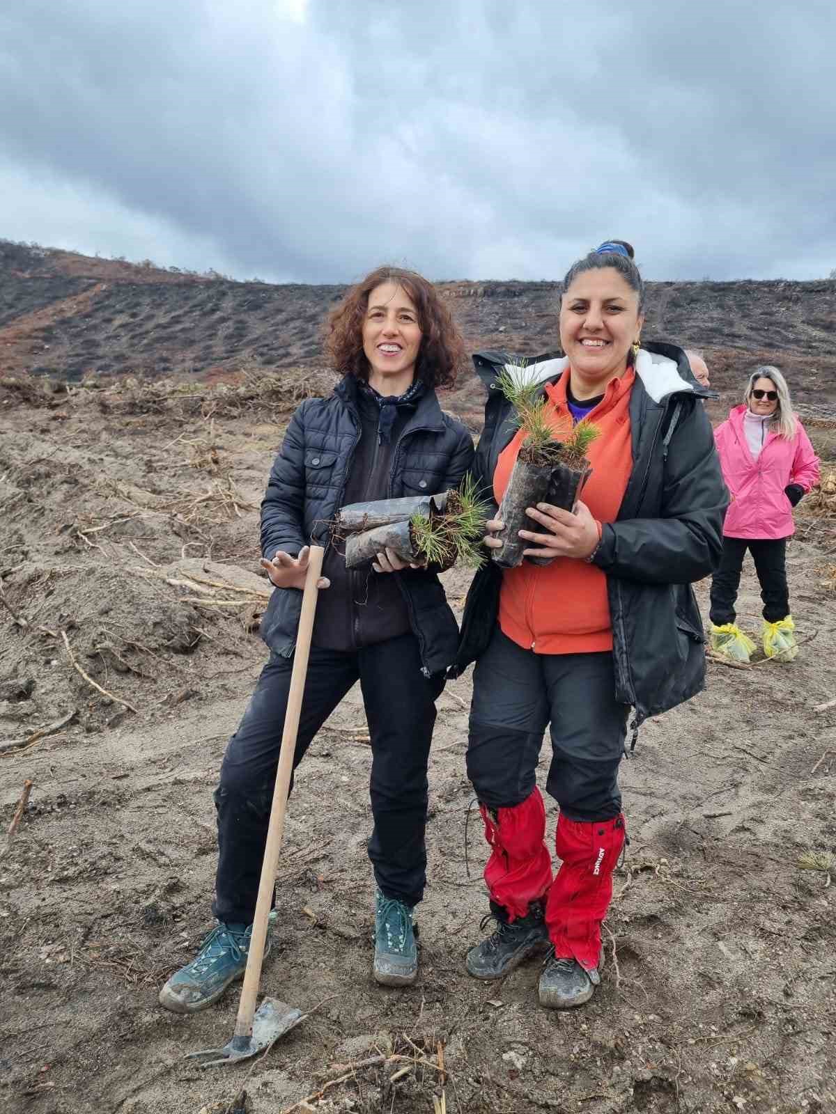 Orman yangınlarından etkilenen bölgede 450 fidan dikildi