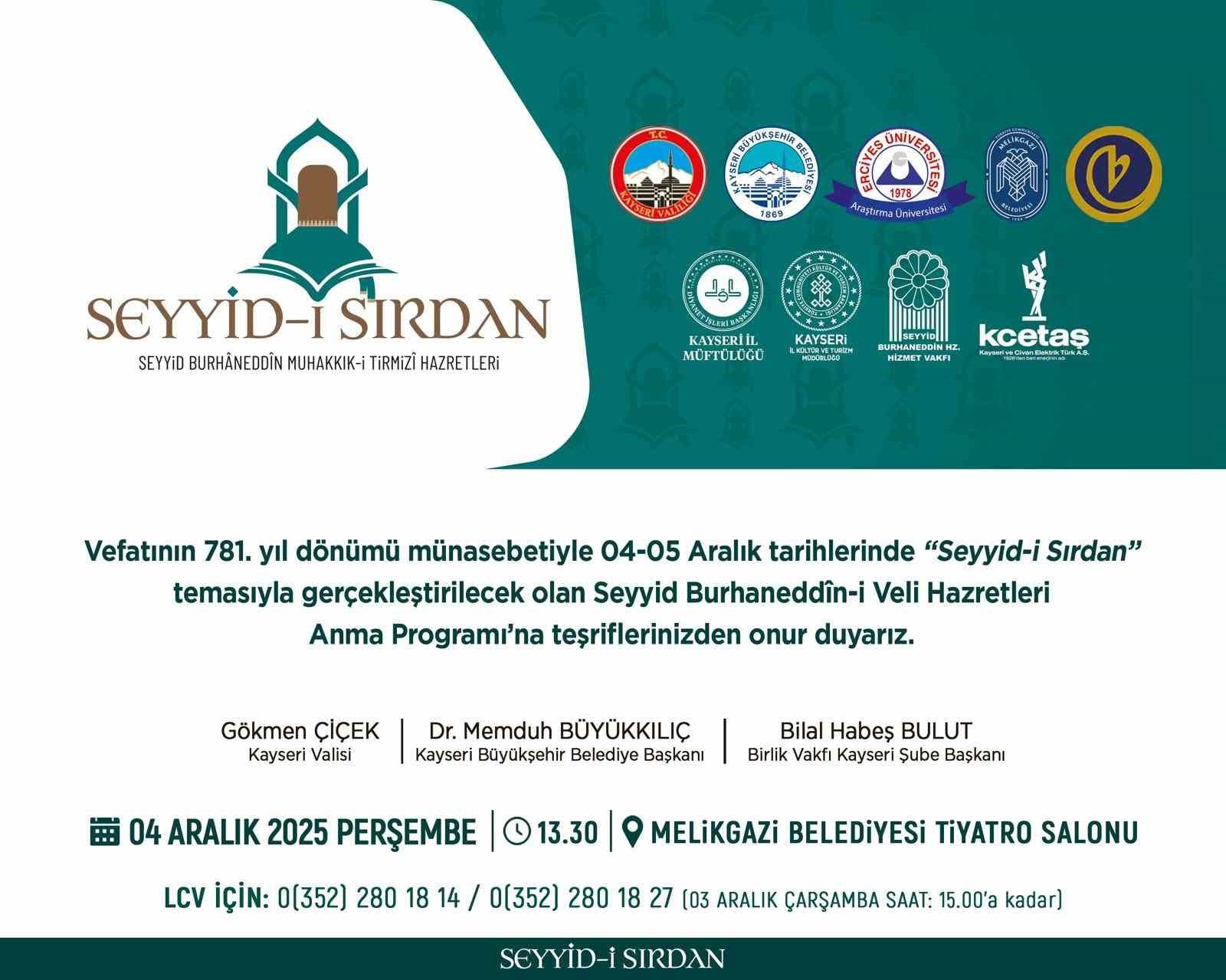 Seyyid Burhaneddin, vefatının 781. yıldönümünde anılacak