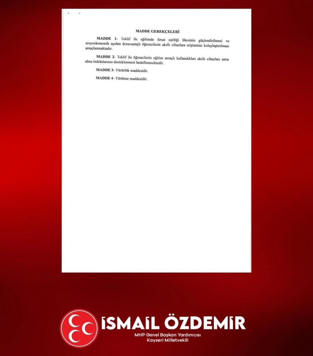 MHP’li Özdemir’den üniversiteliler için kanun teklifi
