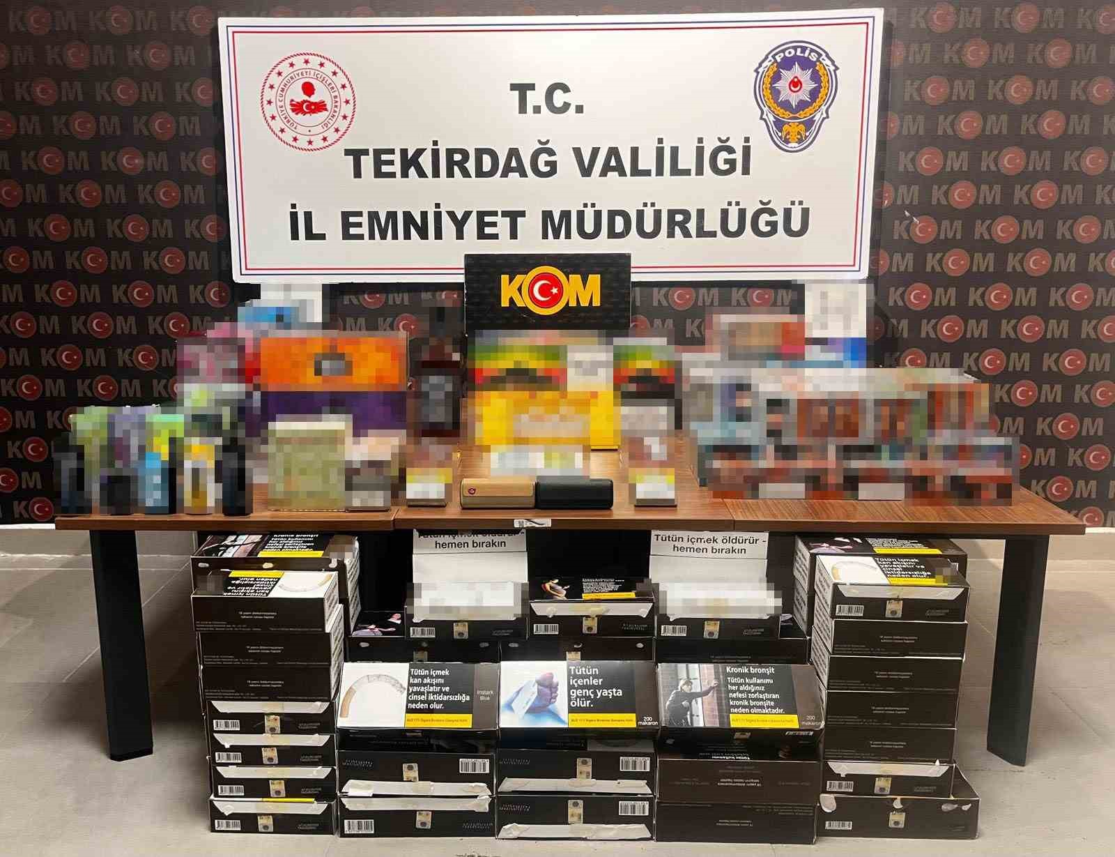 Tekirdağ’da kaçakçılık operasyonlarında çok sayıda ürün ele geçirildi