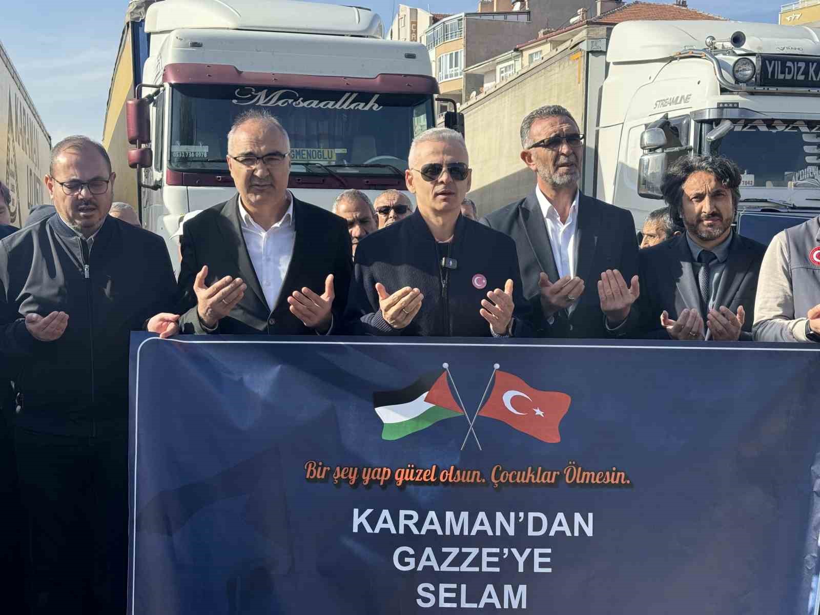 Karaman’dan Gazze’ye 6 yardım tırı dualarla uğurlandı
