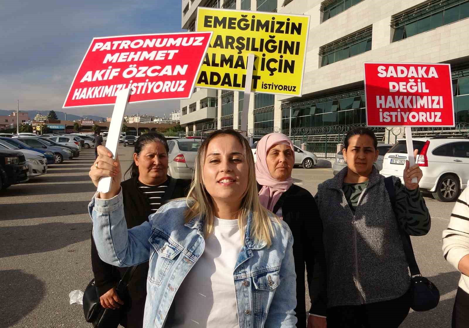 Mersin’de maaşlarını alamayan işçiler, adliye önünde açıklama yaptı
