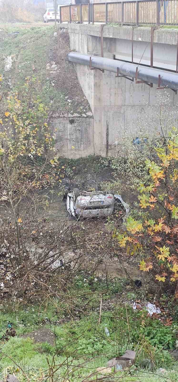 Dereye uçan otomobilin sürücüsü yaralandı
