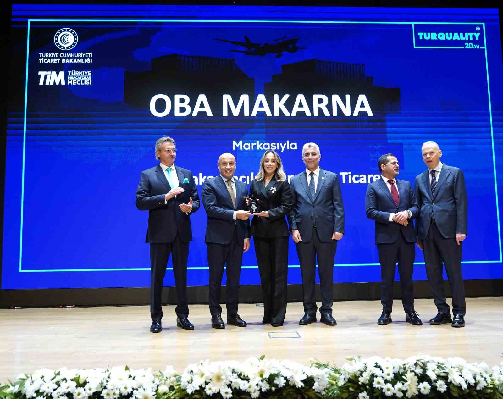 Oba Makarna’ya Turquality’den &quot;En Çok Ülkeye İhracat Yapan Turquality Şampiyonu&quot; Ödülü