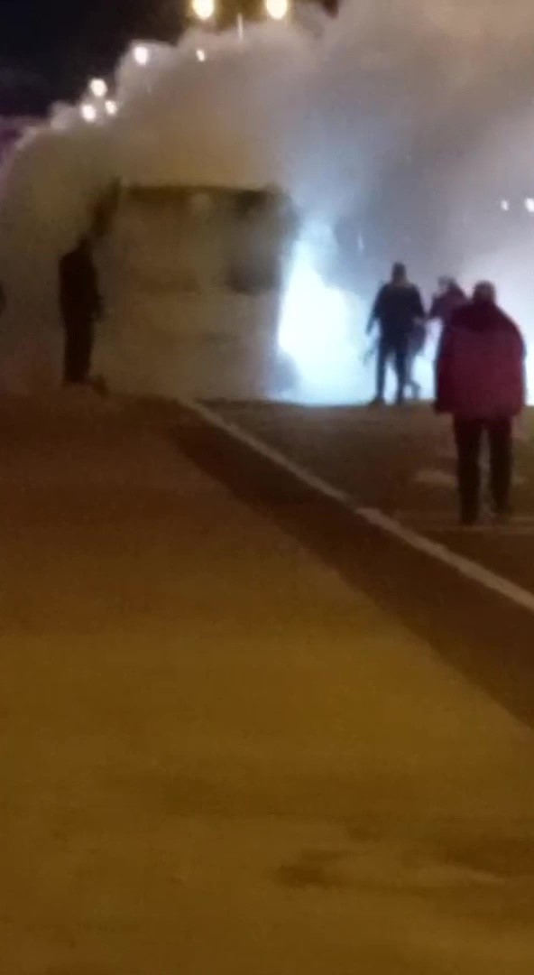Zonguldak’ta halk otobüsünde yangın paniği