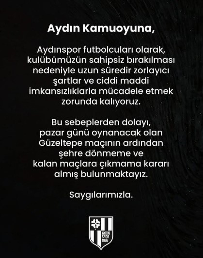 Aydınspor futbolcularından &rsquo;şehre d&ouml;nmeme&rsquo; kararı

