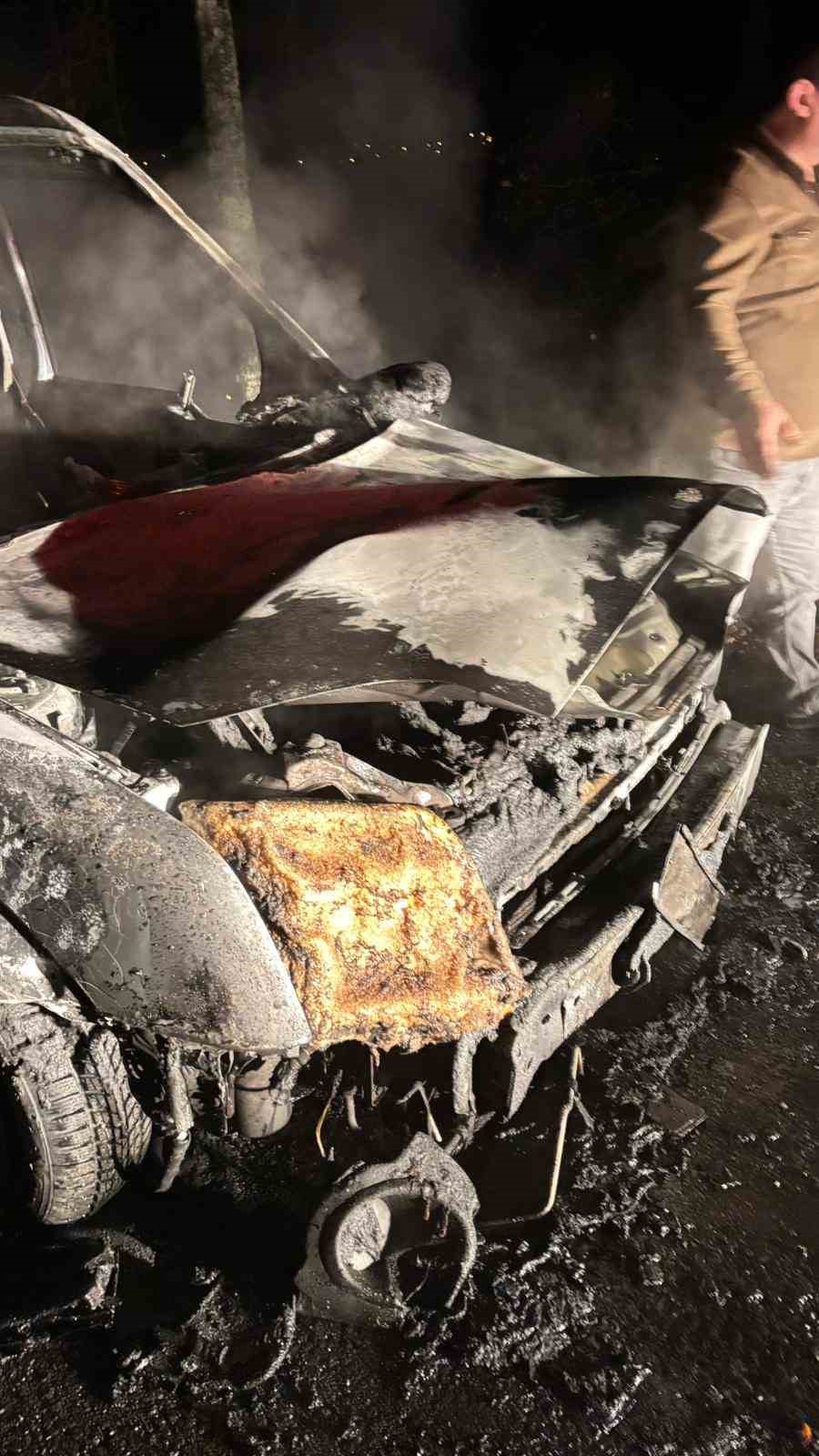 Seyir halindeki hafif ticari araç alev topuna döndü