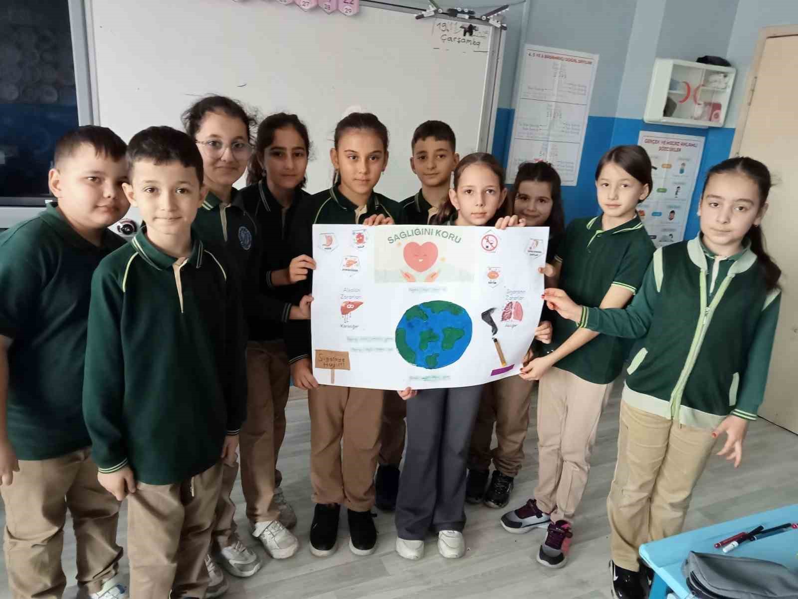 İlkokul öğrencilerinden sağlıklı yaşam mesajı