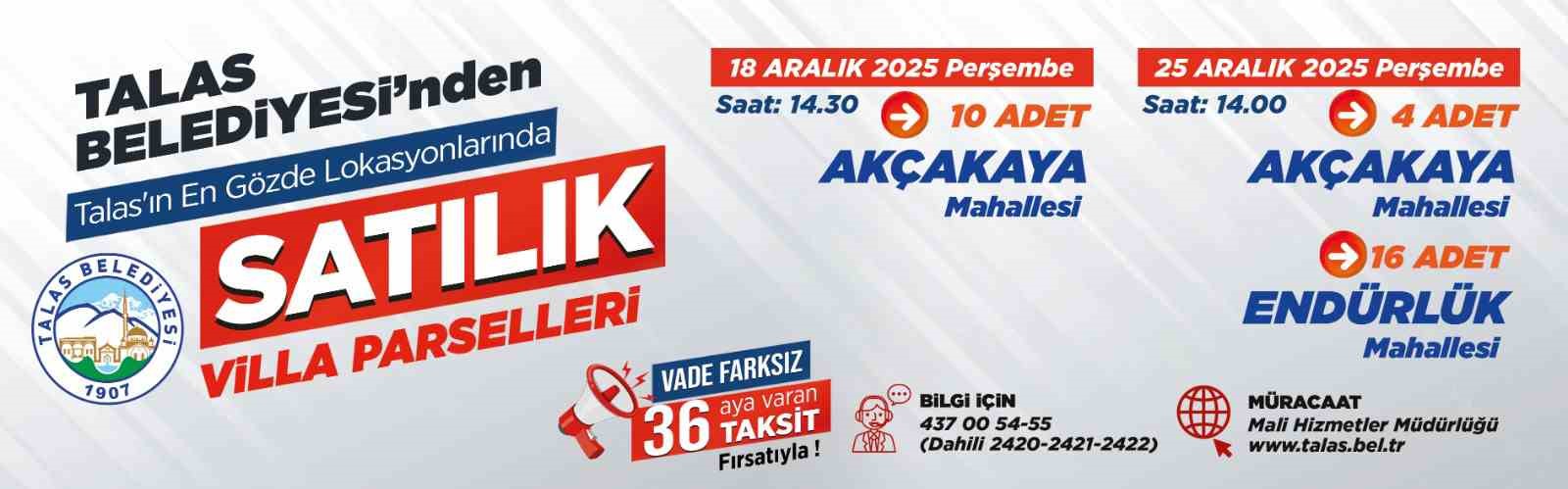 Talas Belediyesi’nden villa parseli fırsatı