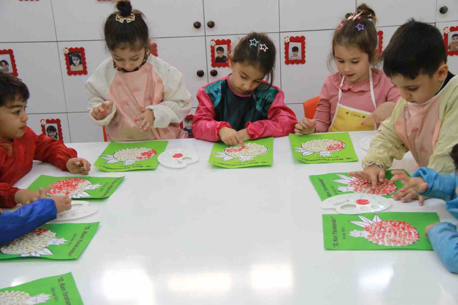 Cizre’de 4-6 yaş Kur’an kursu öğrencileri, çift dallı eğitimle hem eğleniyor hem öğreniyor