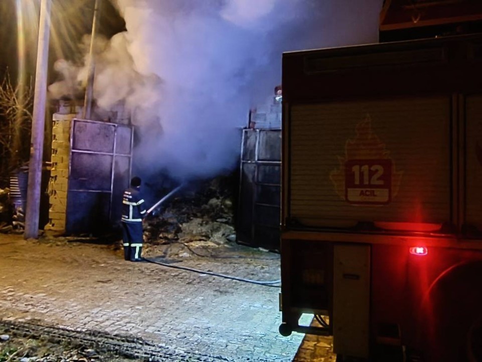 Uşak’ta samanlıkta çıkan yangında 5 koyun telef oldu