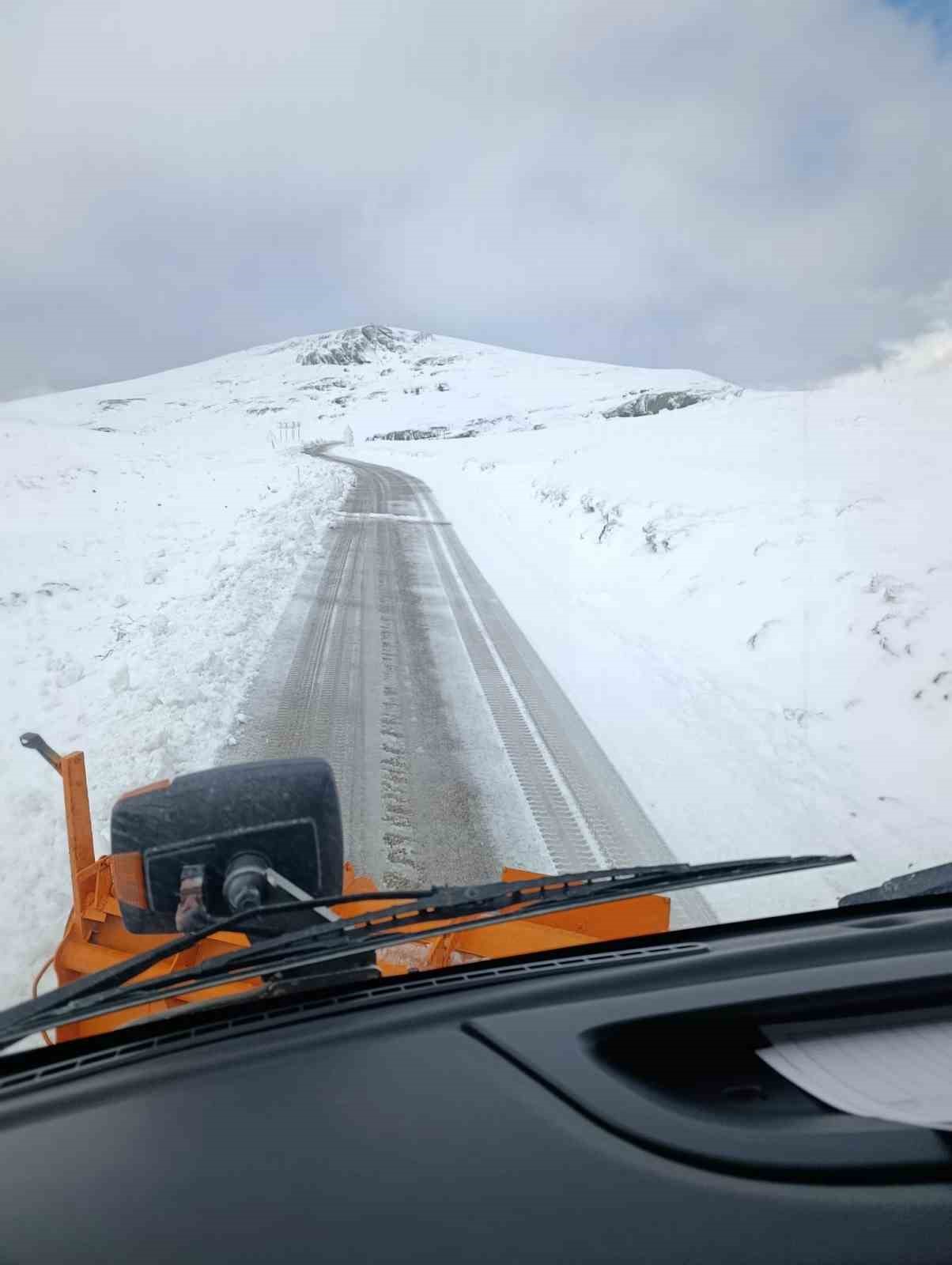 Turuncu kaplanların Bayburt-Gümüşhane yolunda karla mücadelesi sürüyor