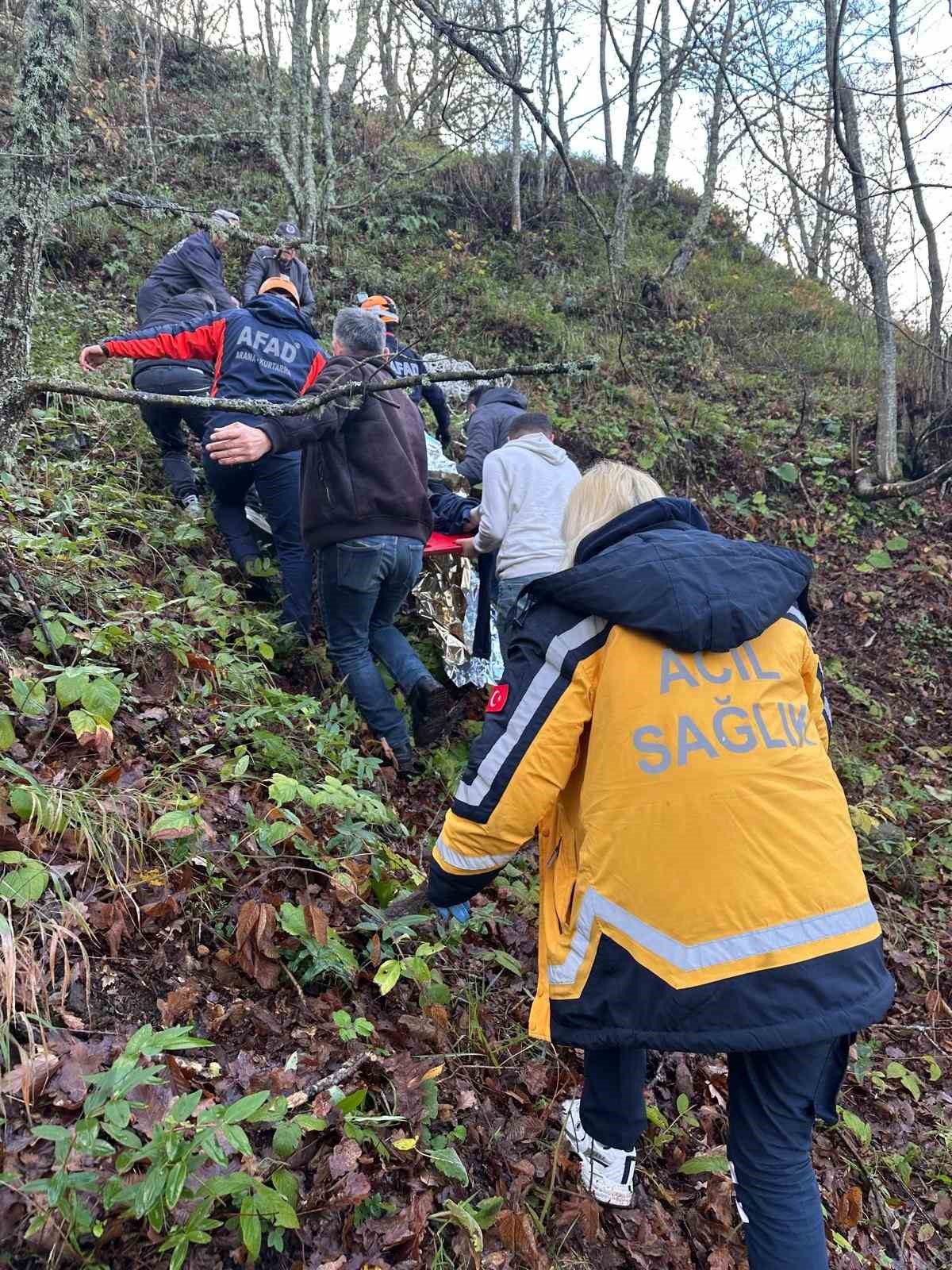 Otomobil ormanlık alana uçtu, 2 yaralı