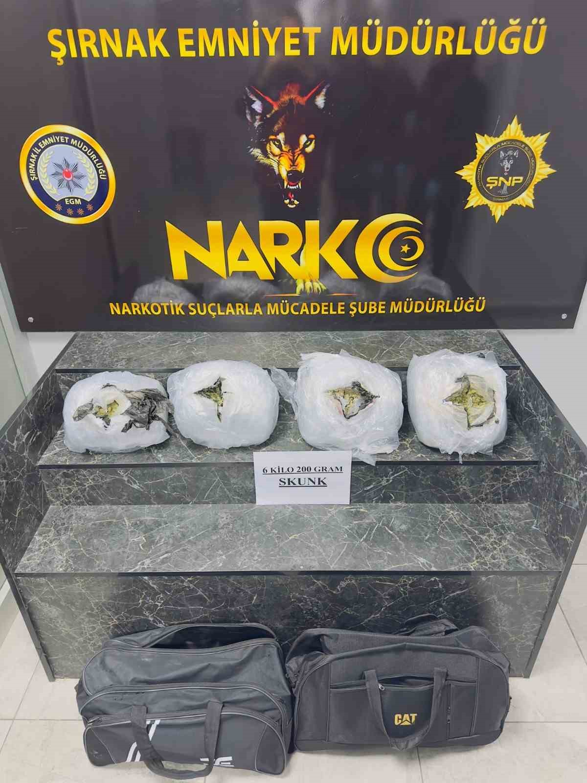 Şırnak’ta 6 kilo 200 gram skunk ele geçirildi
