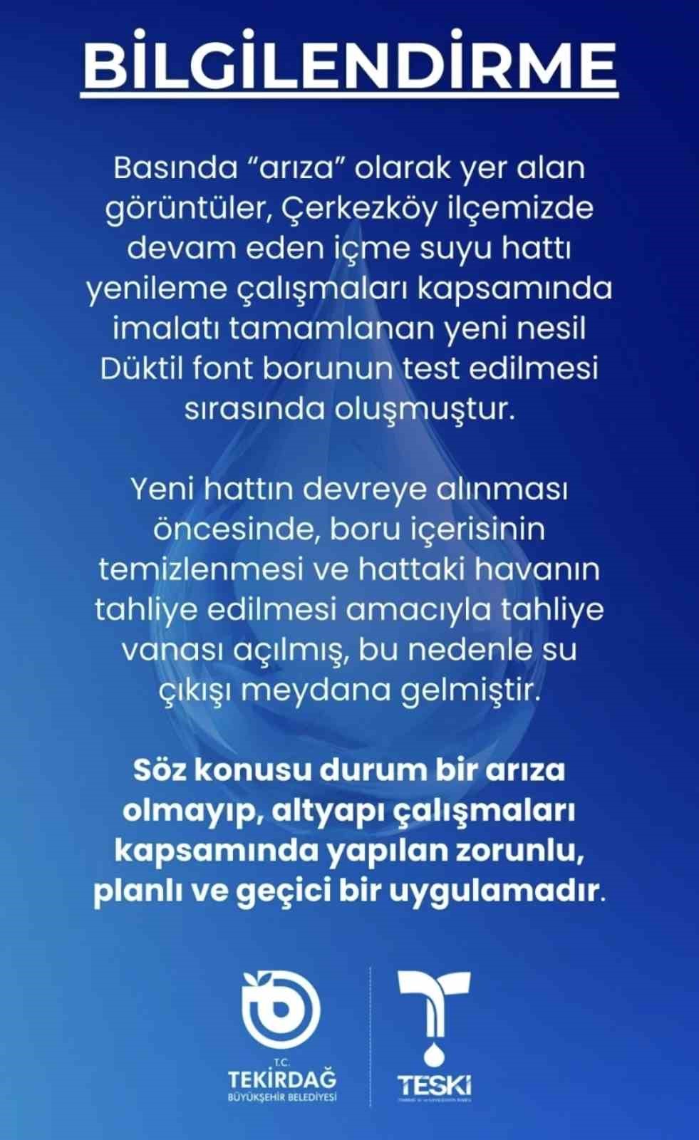 TESKİ&rsquo;den "planlı altyapı &ccedil;alışması" a&ccedil;ıklaması
