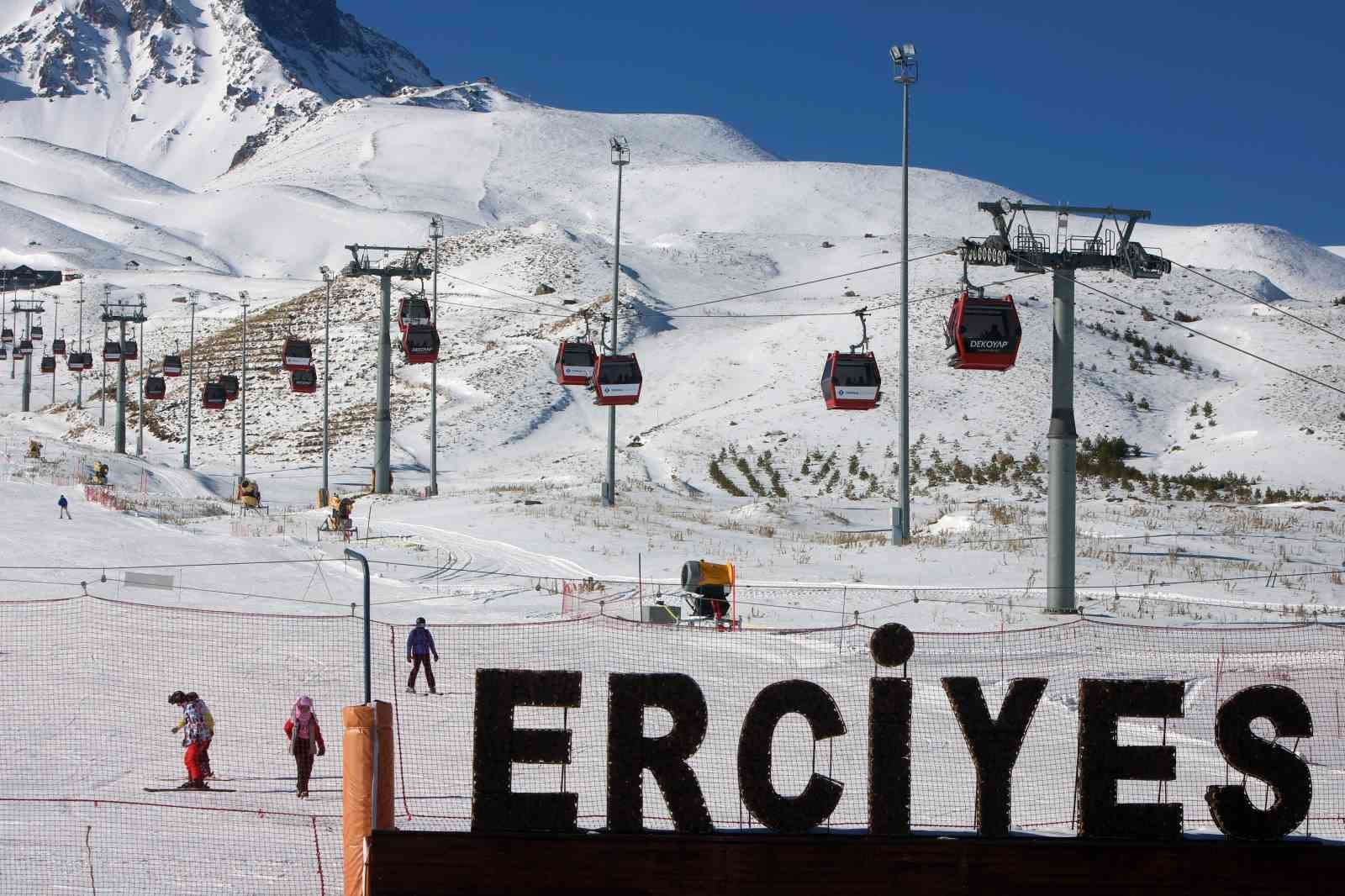 Erciyes’te kayak sezonu açıldı, kayakseverler pistlere akın etti