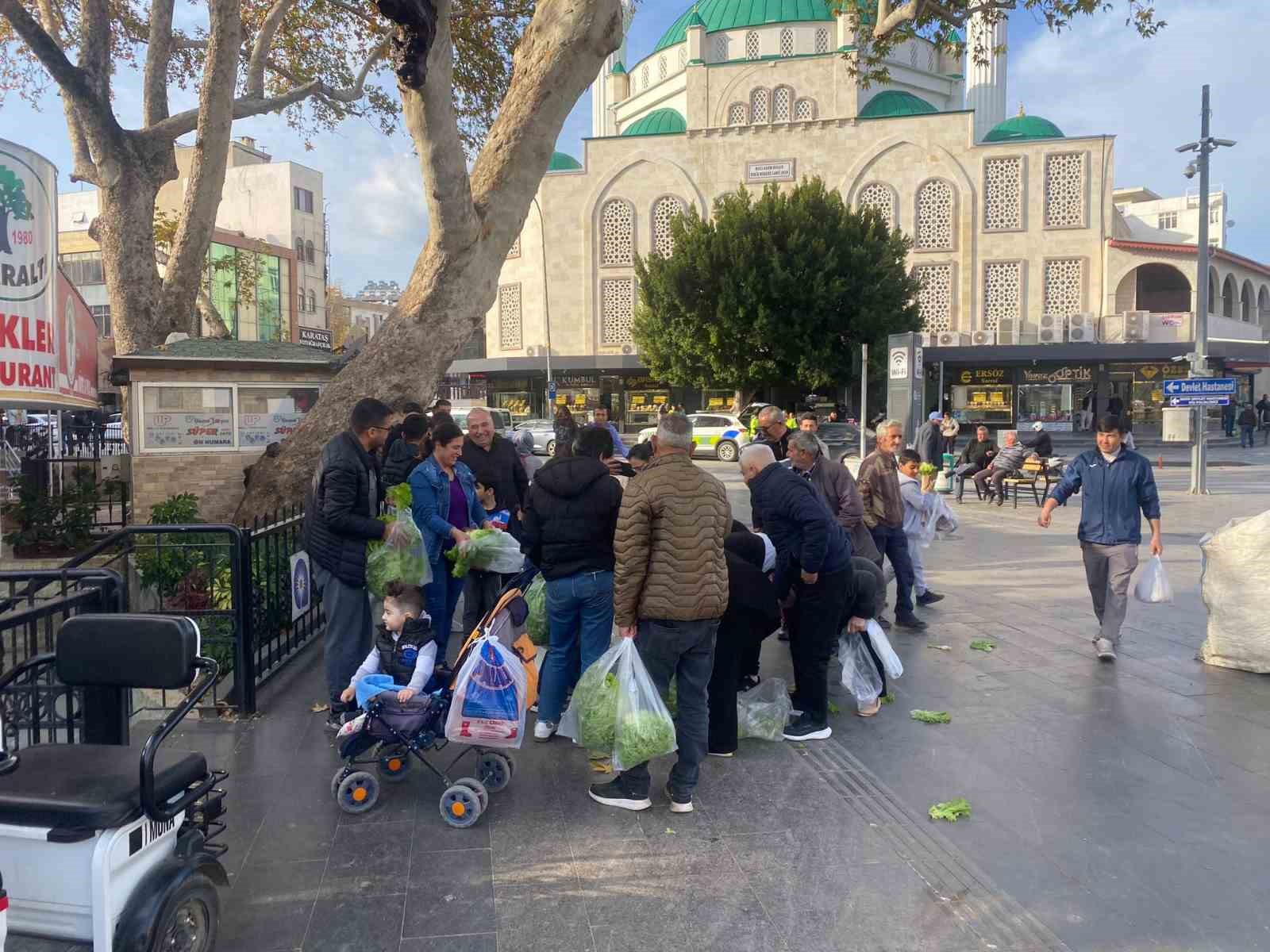 Antalyalı çiftçi ürünlerin çöpe dökülmesine tepki olarak 200 marulu ücretsiz dağıttı