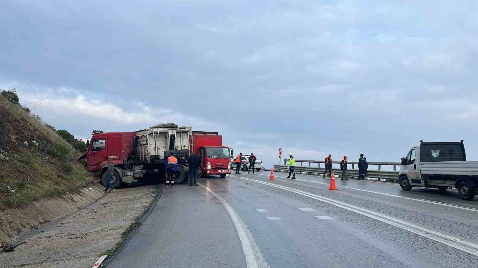 Kamyonlar kafa kafaya çarpıştı