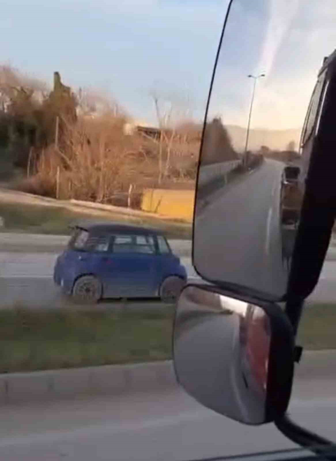 Ters istikamette canını hiçe sayarak ilerlediği anlar kamerada