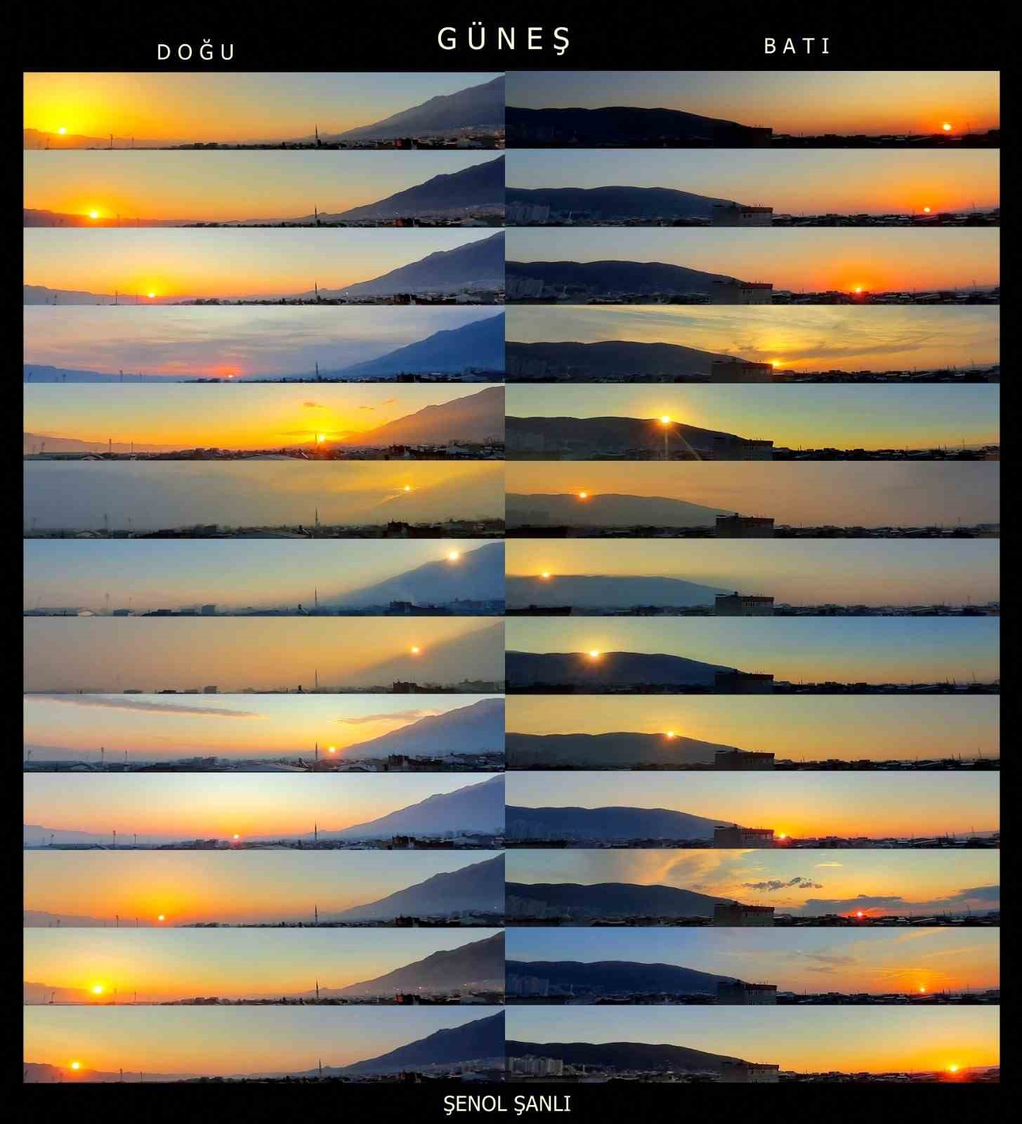 Bursa&rsquo;da 1 yıllık sabır tek karede buluştu, g&uuml;neşin ufuk yolculuğu g&ouml;r&uuml;nt&uuml;lendi
