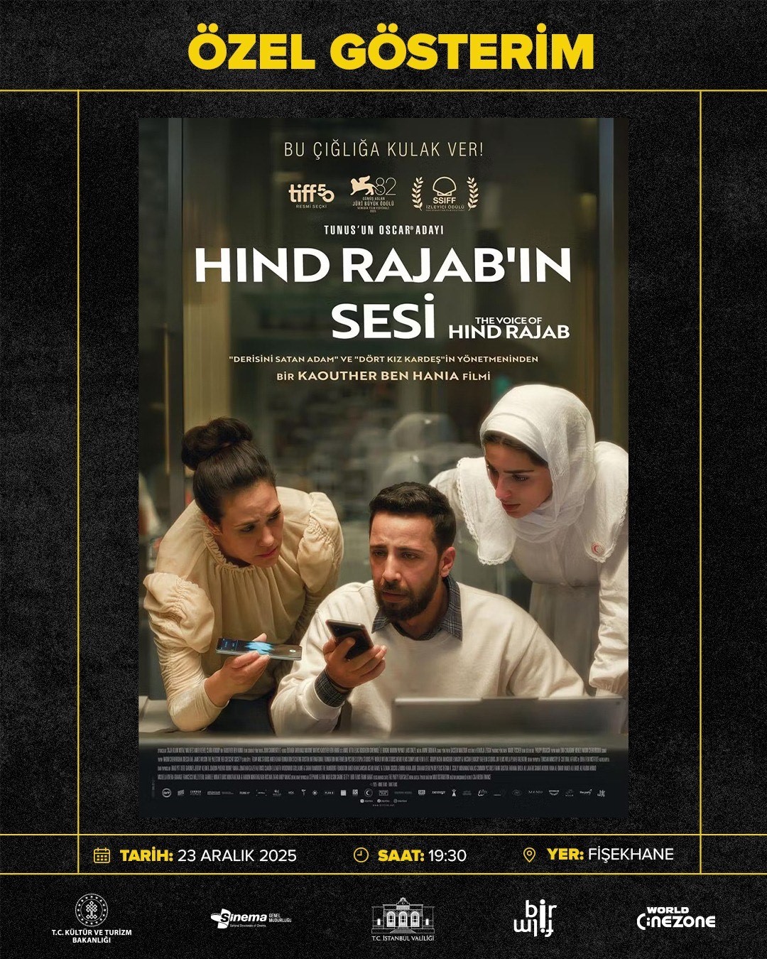 İstanbul&rsquo;da Gazze&rsquo;yi konu alan "Hind Rajab&rsquo;ın Sesi" filminin g&ouml;sterimine yoğun ilgi
