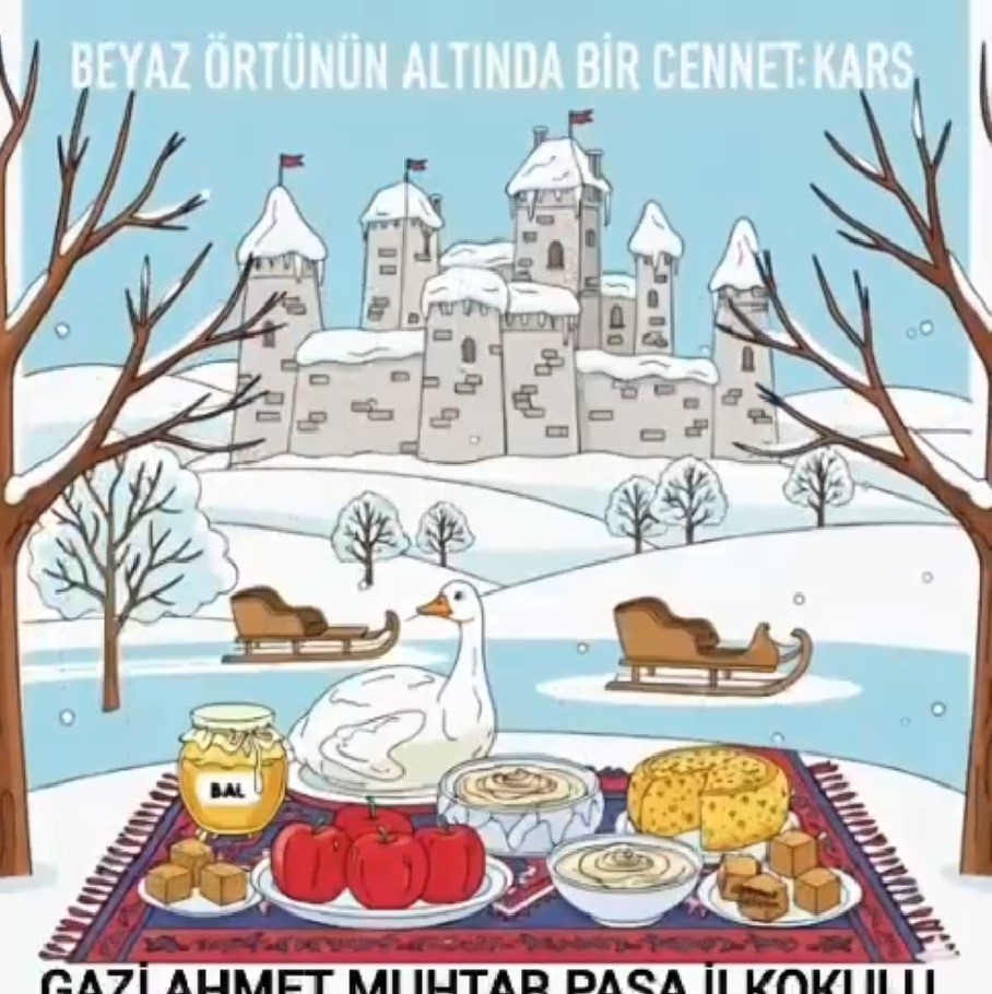 İlkokul öğrencilerinden Kars’ın doğal ve tarihi güzelliklerine tanıtım videosu