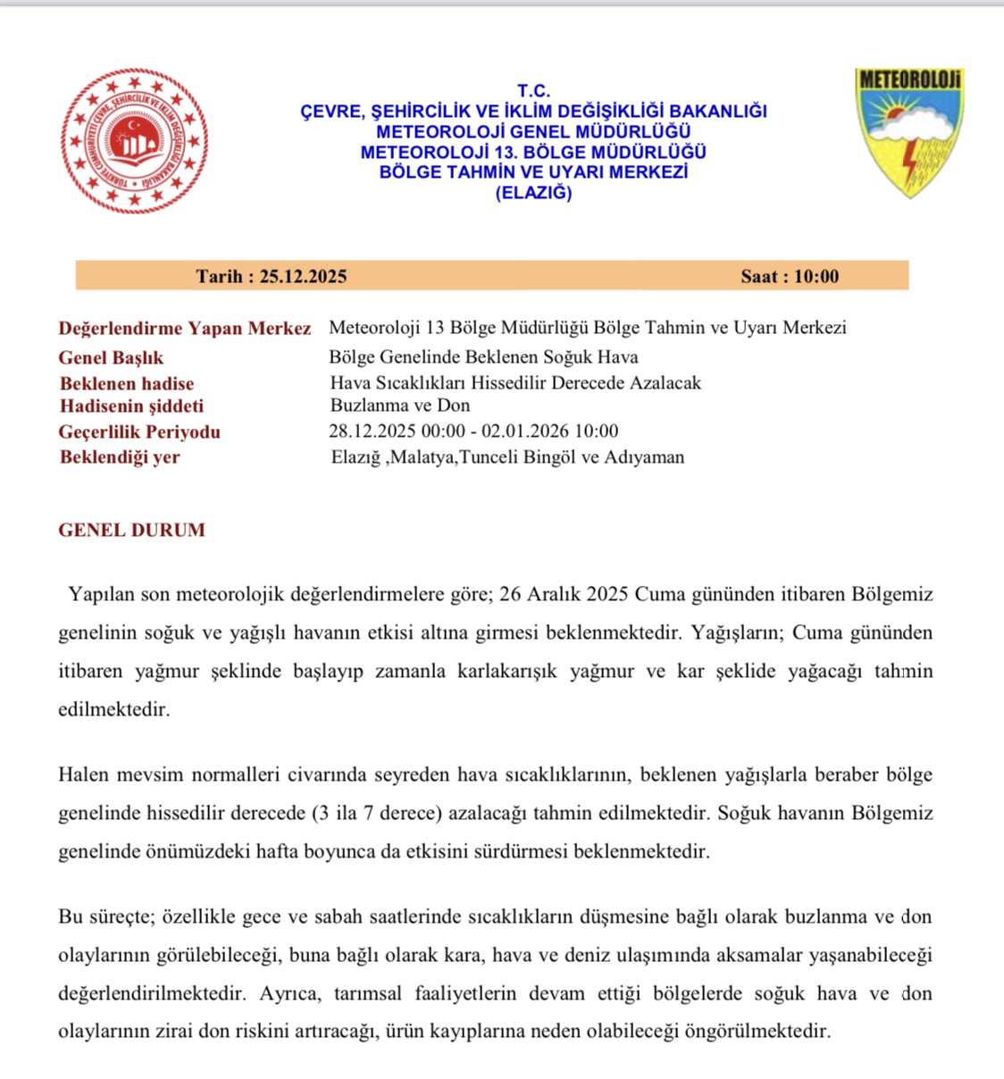 Meteorolojiden 5 il için uyarı