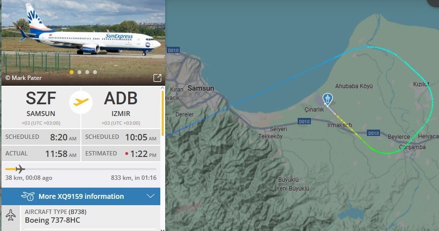Samsun&rsquo;da martı s&uuml;r&uuml;s&uuml;ne &ccedil;arpan yolcu u&ccedil;ağı, kontrollerin ardından havalandı
