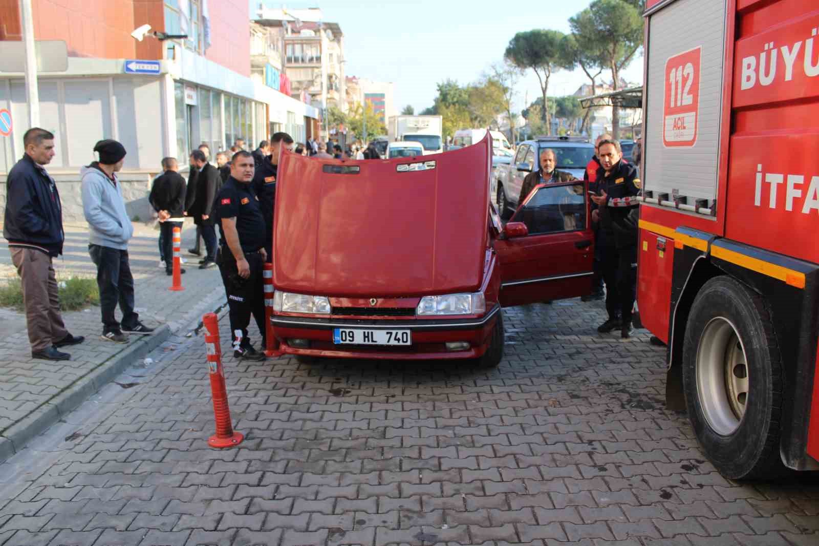 Otomobilden dumanlar yükseldi, ekipler harekete geçti